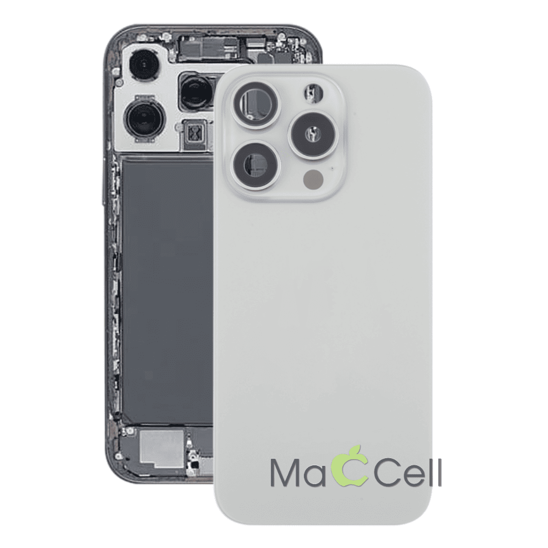 iPhone 16 Pro Max Original Glass Battery Back Cover with Camera Lens Frame + MagSafe Magnet(Silver)